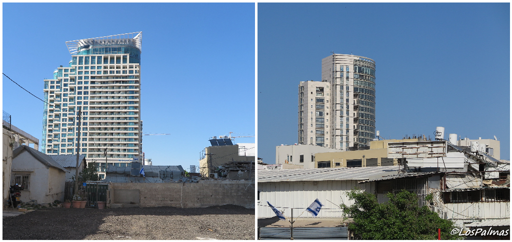Contrastes en Tel Aviv. Rascacielos, obras, casas bajas
