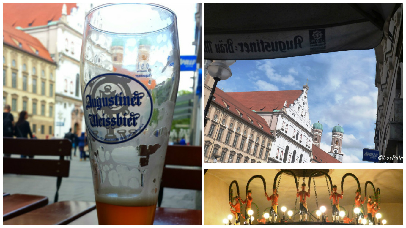 Weizen, lámpara y vistas al Dom desde la terraza de la cervecería Zum Augustiner